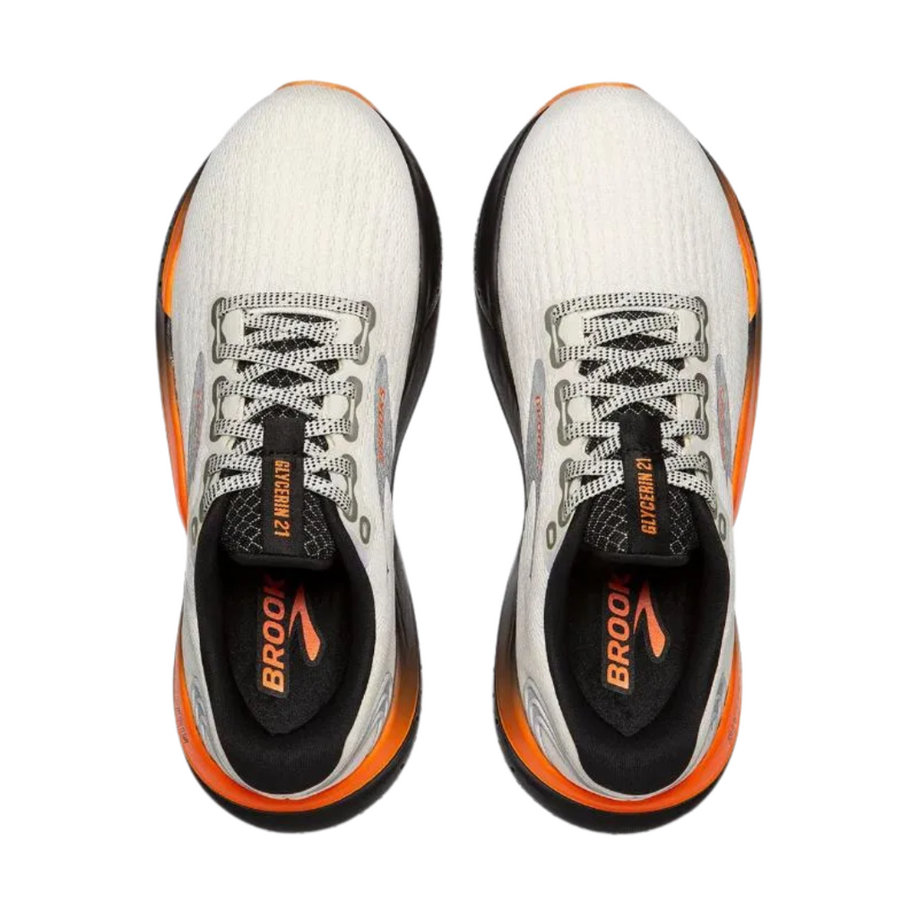 Brooks Men Glycerin 21 Shoe - Ecru / Orange / Black - The Marathon Shop 