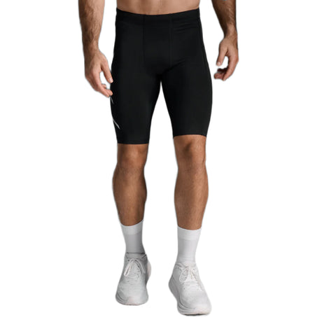 2XU Men Core Compression Shorts Black/Silver - The Marathon Shop 