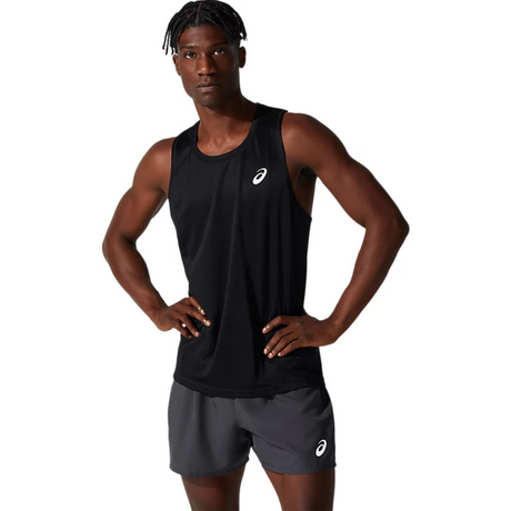 Asics Men Silver Singlet Performace Black - The Marathon Shop 