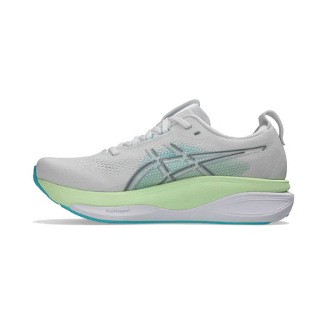 Asics Women Gel-Kayano 33 White Energy Aqua - The Marathon Shop 