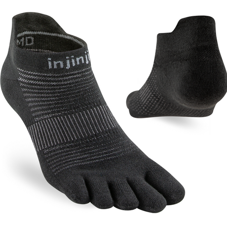 Injinji Run Lightweight No-Show Coolmax Socks Black - The Marathon Shop 
