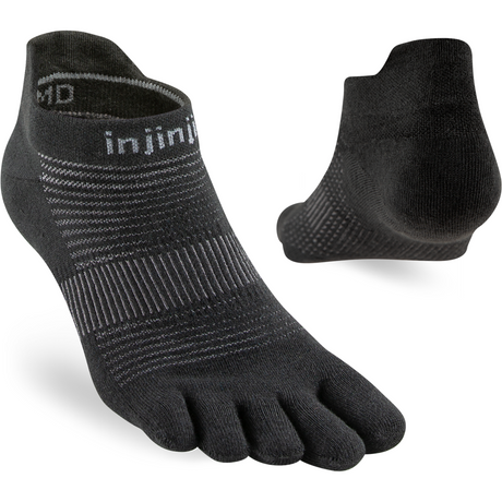 Injinji Run Original Weight No-Show Coolmax Socks Black - The Marathon Shop 
