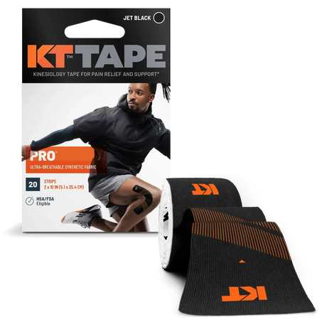 KT Tape Pro Precut 10 in Strips (20 pcs) - Jet Black - The Marathon Shop 