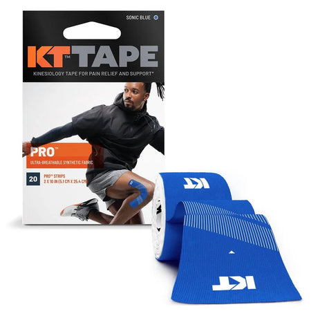 KT Tape Pro Precut 10 in Strips (20 pcs) - Sonic Blue - The Marathon Shop 