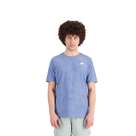 New Balance Men Q Speed Jacquard Short Sleeve Mercury Blue - The Marathon Shop 