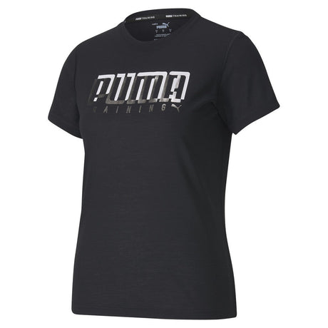 Puma Women Branded Short Sleeve Black-White/Silver - The Marathon Shop 