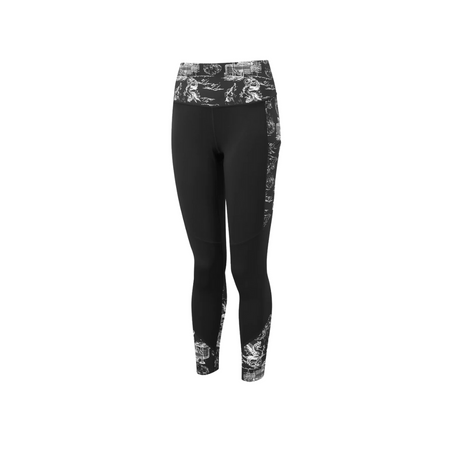 Ronhill Women Life Satori Crop Tight Black/Mono Baroque - The Marathon Shop 